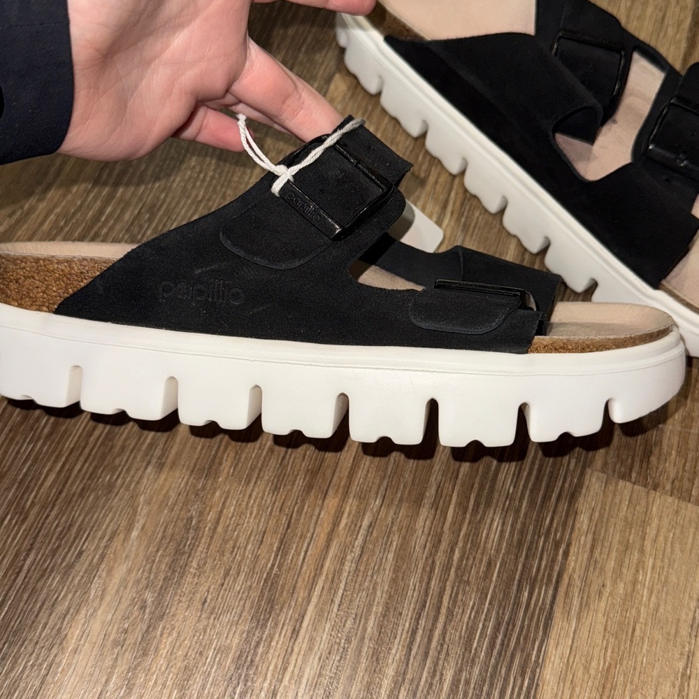 Papillio by Birkenstock Arizona PAP chunky suede black size 41 narrow fit - Picture 2 of 7
